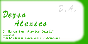 dezso alexics business card